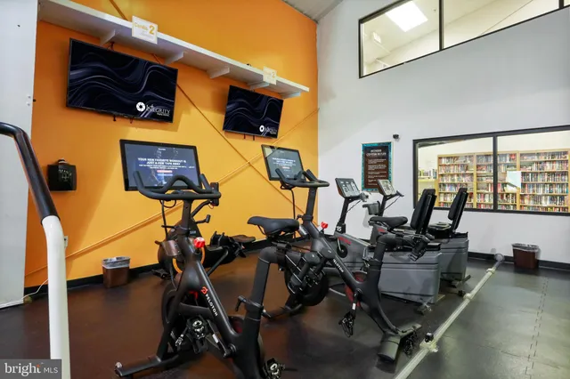 a view of a room with gym equipment