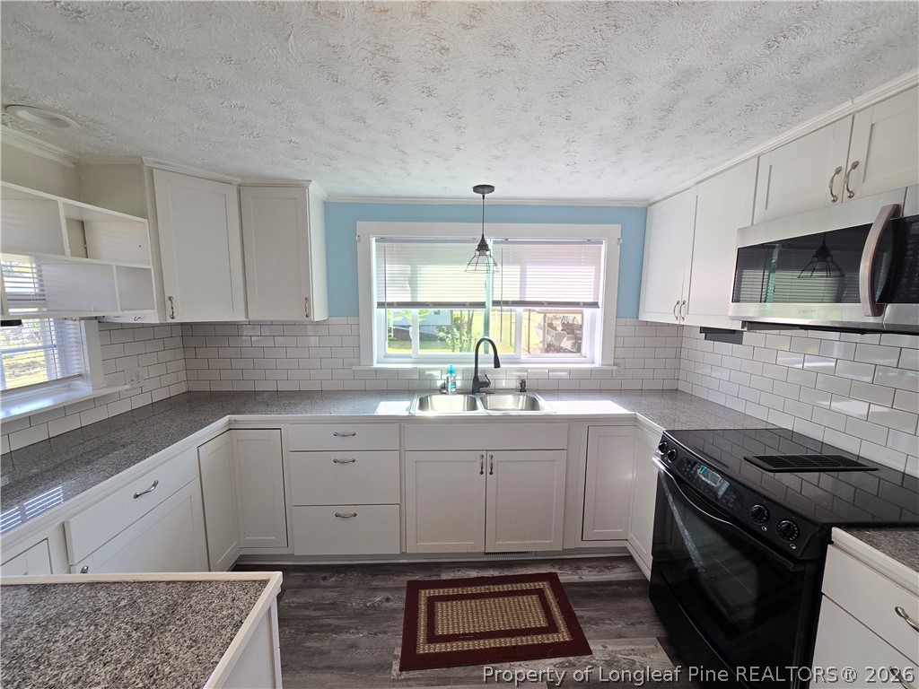 219 East Clinton Street Autryville, NC 28318 - Photo 6 of 32 a kitchen with a sink stove and microwave