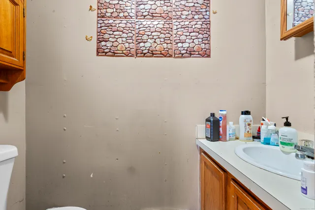 a bathroom with a sink and a vanity