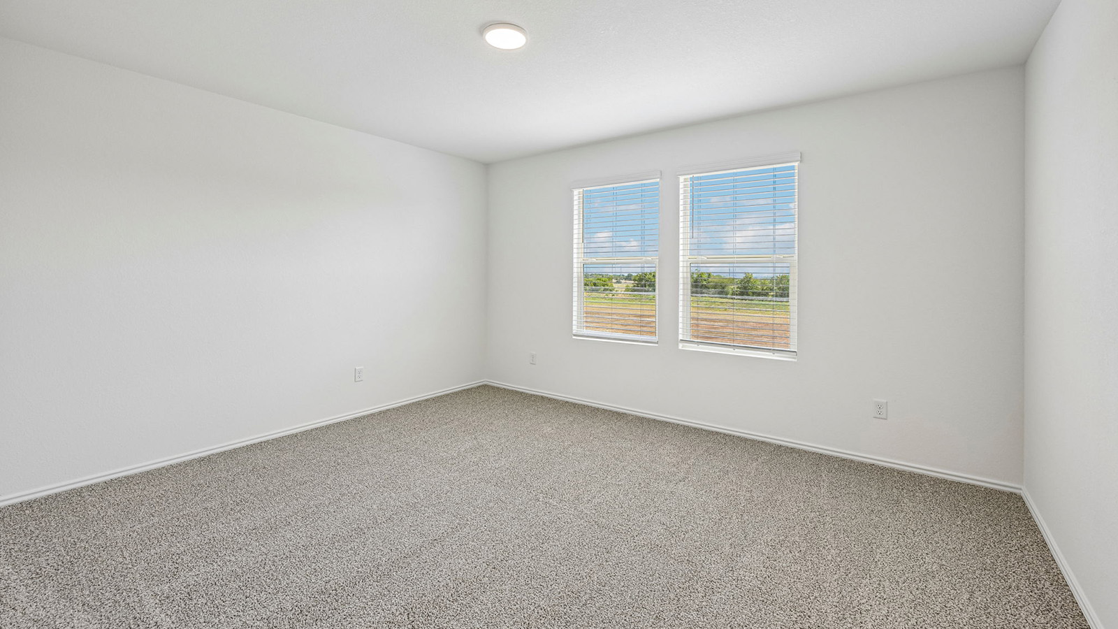 369 Old Stage Coach Road Jarrell, TX 76537 - Photo 11 of 25 Plush carpeting and dual windows frame distant views in this comfortable bedroom.