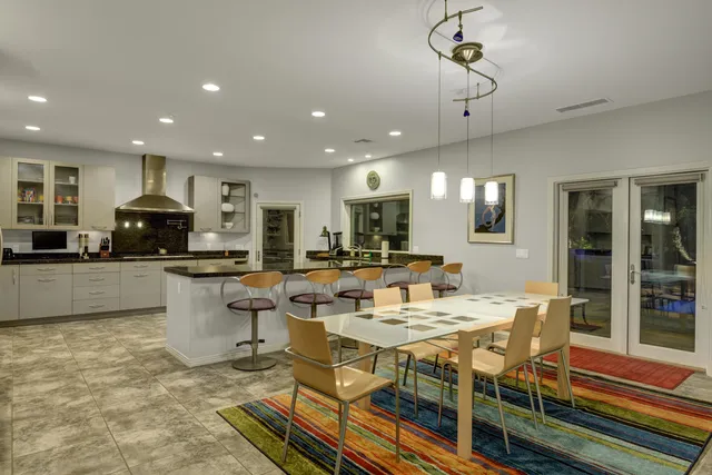 a view of a dining area with furniture