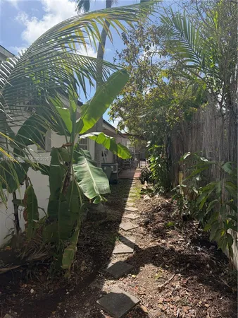 a view of a pathway of a yard