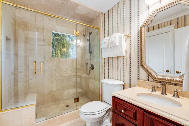 a view of a lake with a city