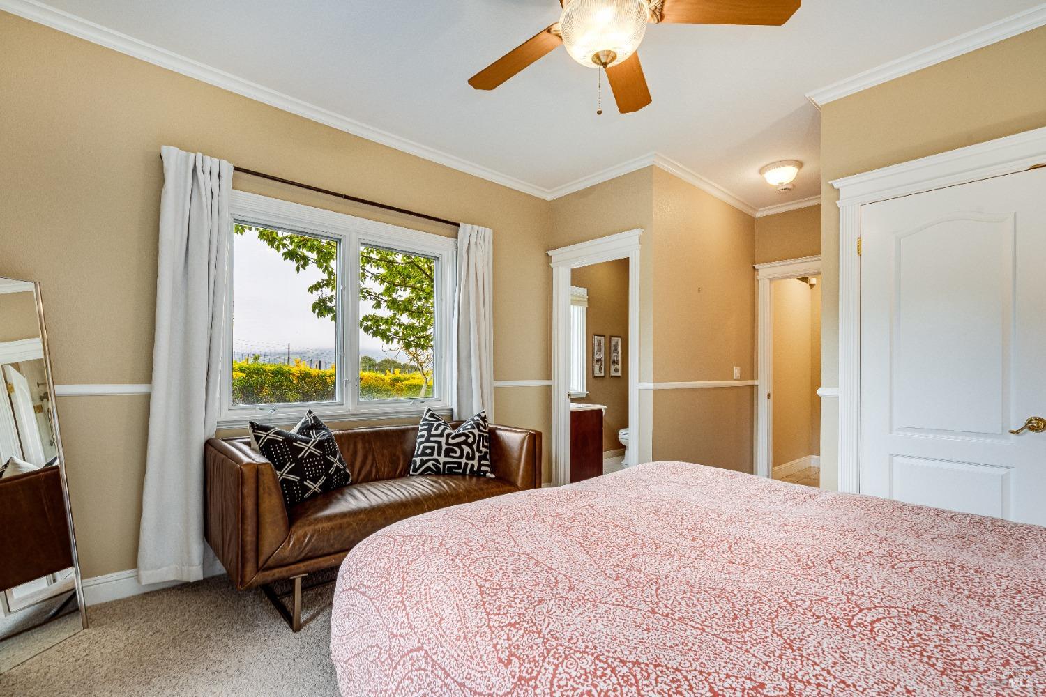 4720 Guenza Road Santa Rosa, CA 95404 - Photo 42 of 94 a bedroom with a bed and a large mirror next to a window