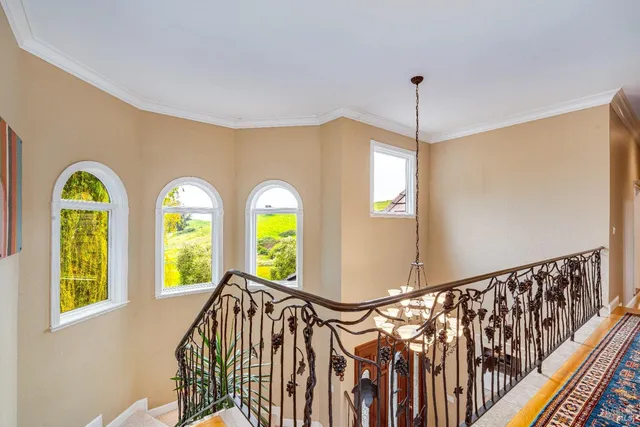 a view of a city with mountains in the background