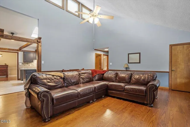 a living room with furniture and a couch