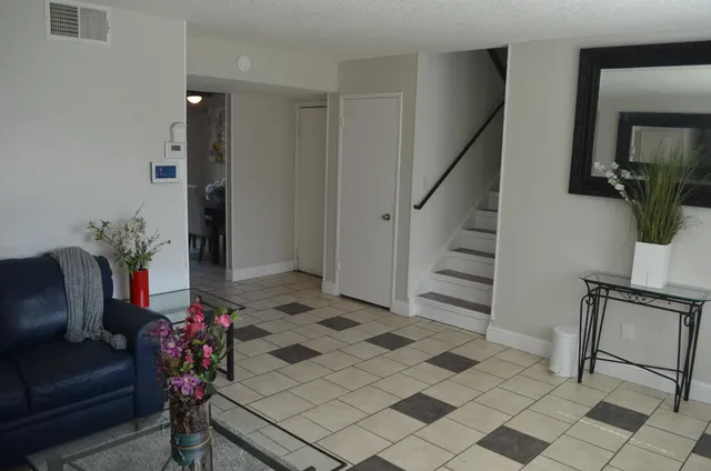 a living room with furniture