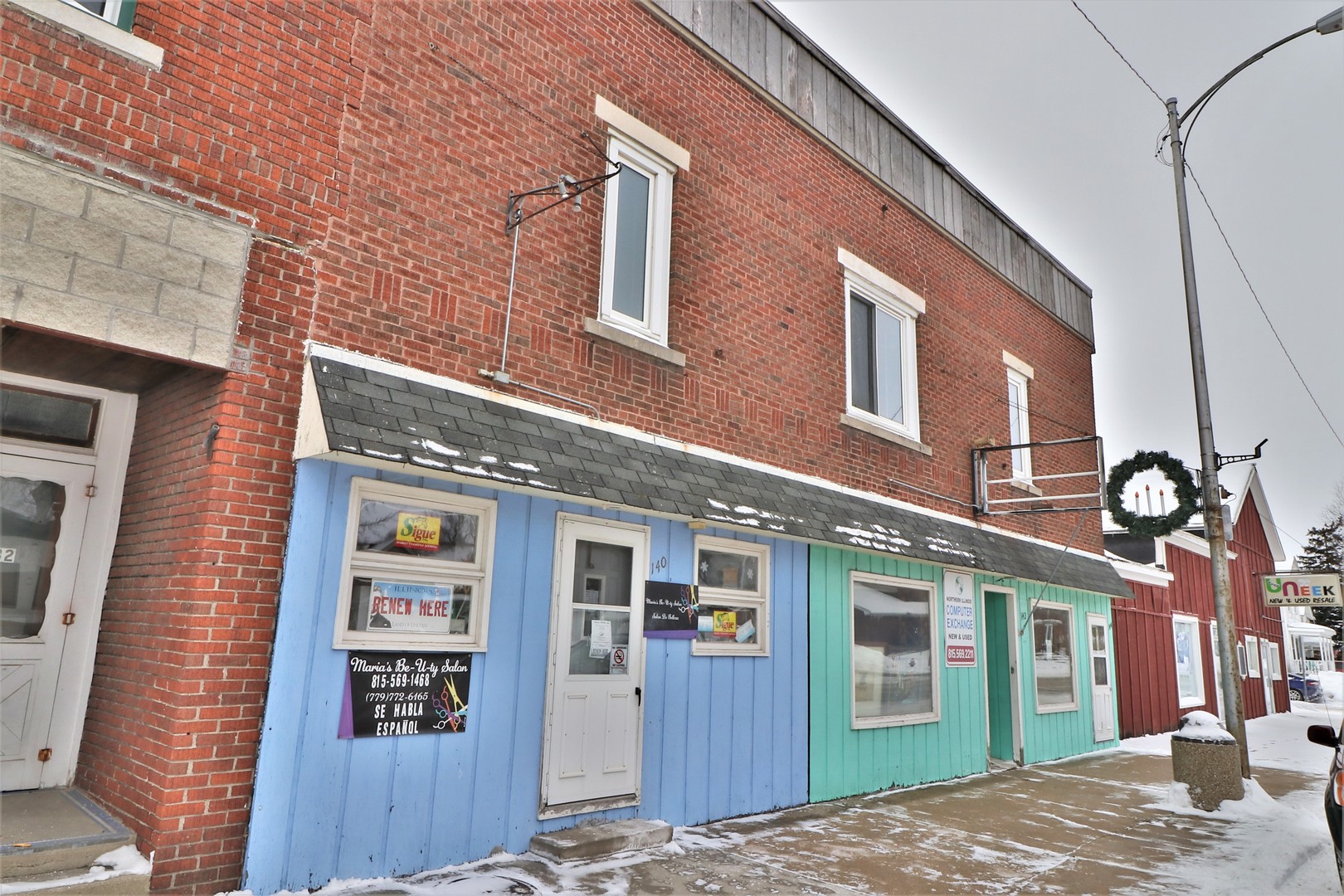 a view of a brick building