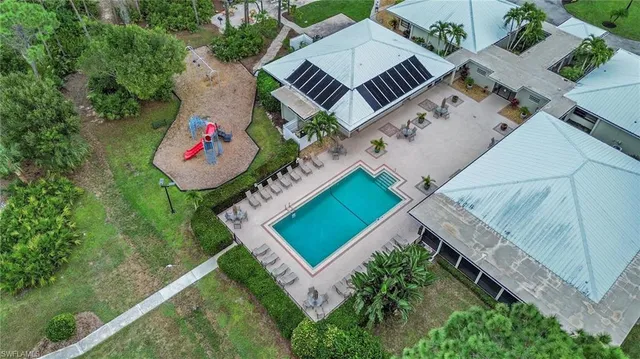 an aerial view of a house