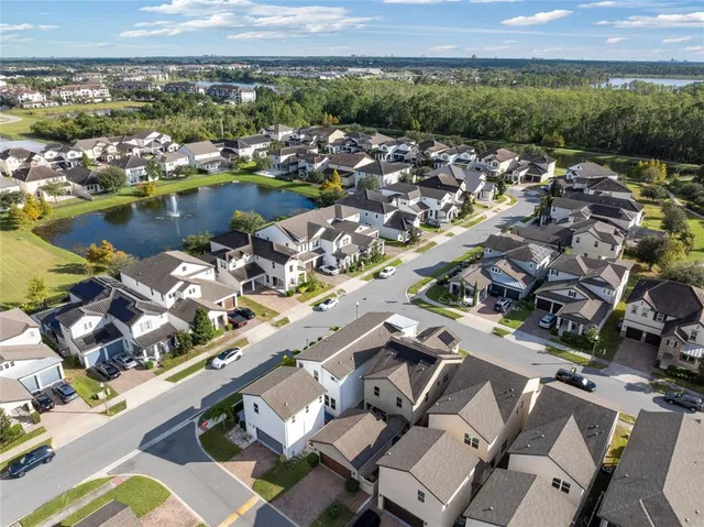 an aerial view of multiple house