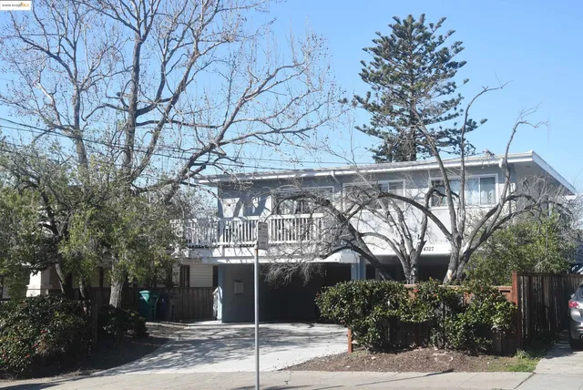 a front view of a house with a yard garage and tree