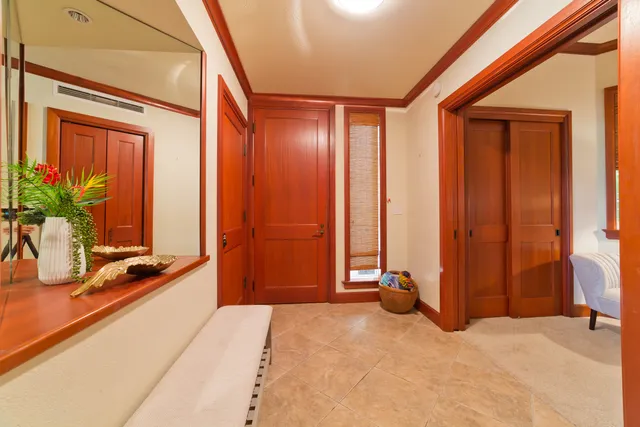 a view of a room with a large window