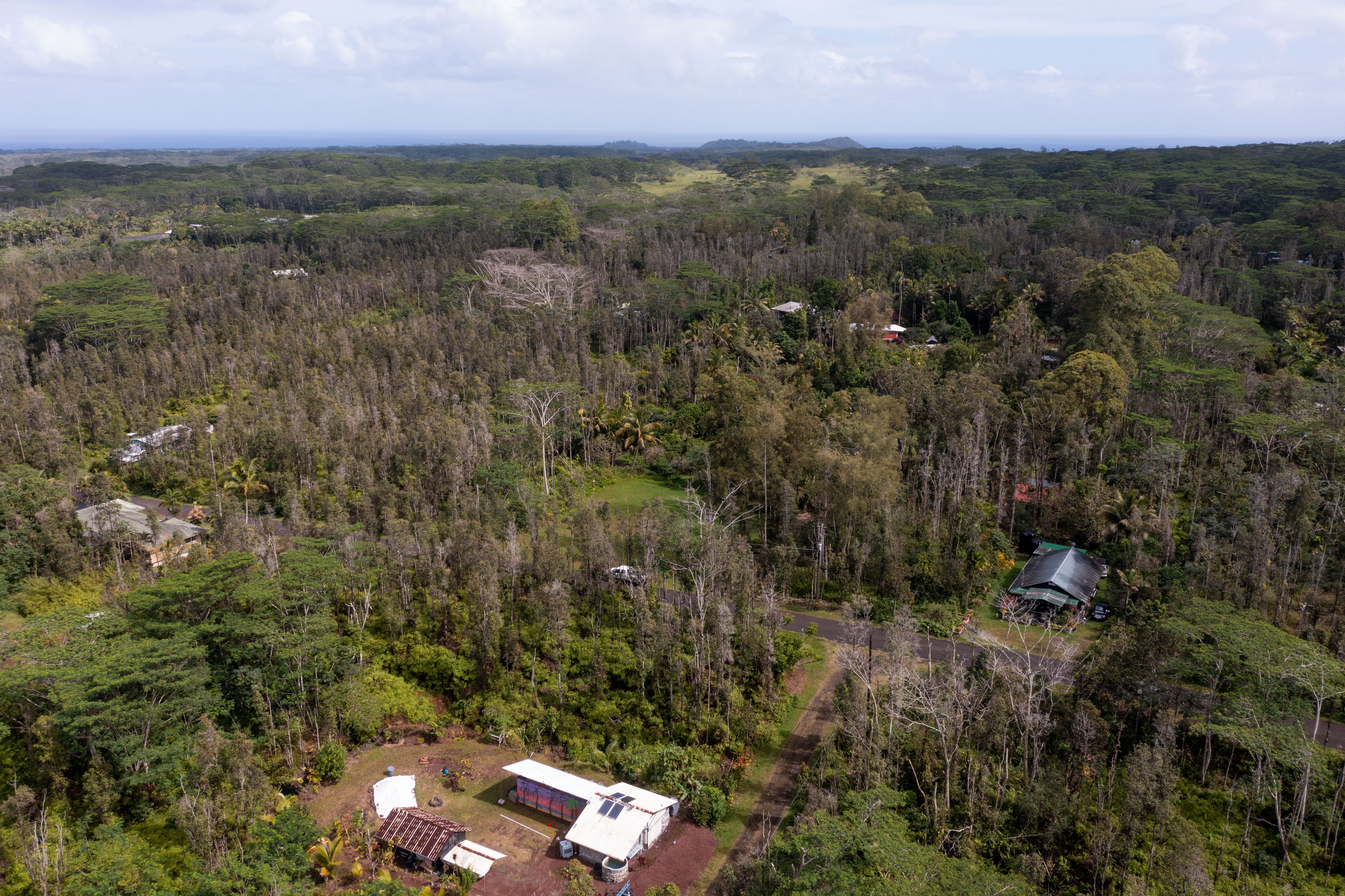44 Seaview Road Pahoa, HI 96778 - Photo 11 of 22 an aerial view of a houses with a yard