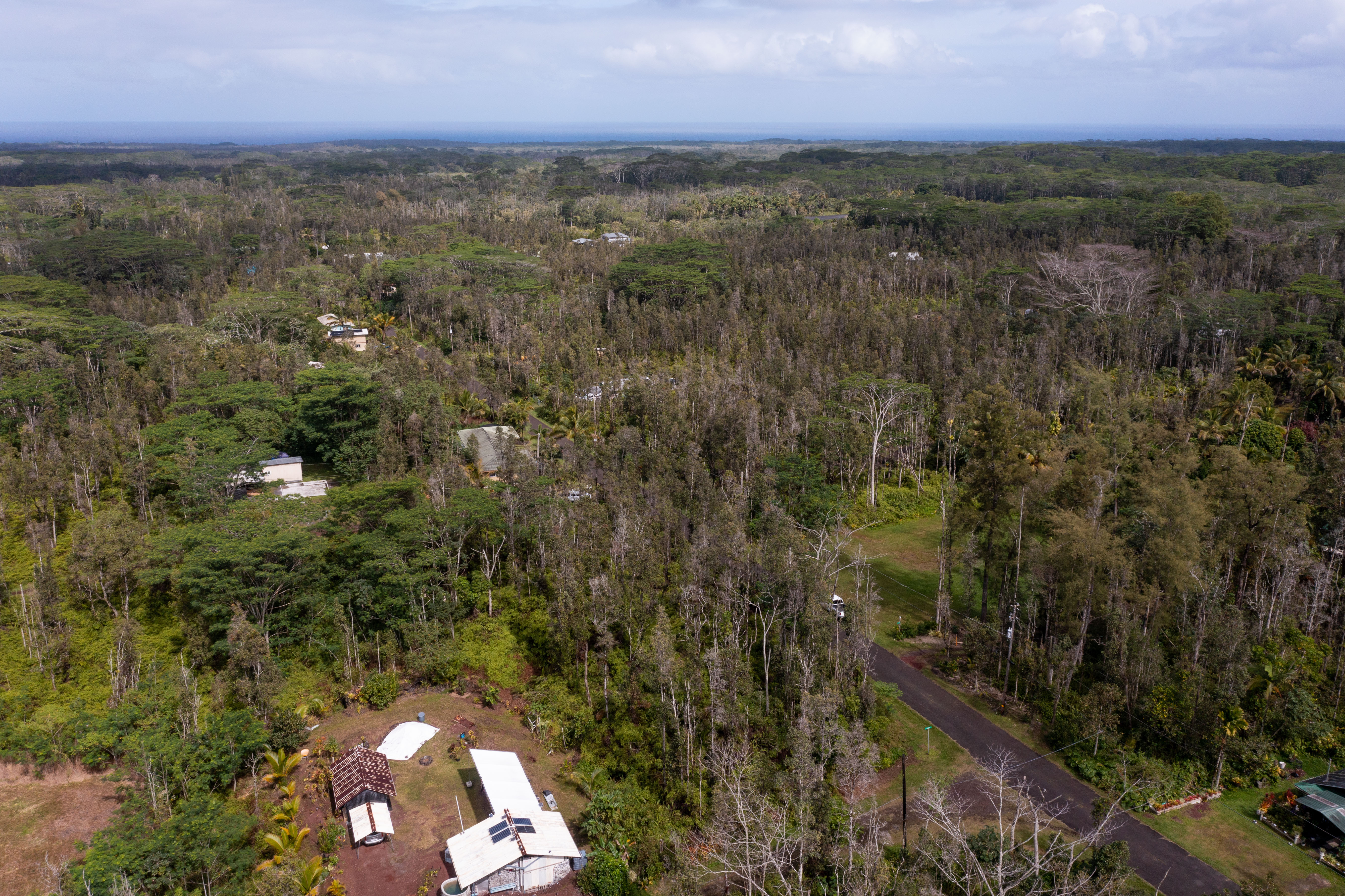 44 Seaview Road Pahoa, HI 96778 - Photo 9 of 22 an aerial view of a houses with a yard