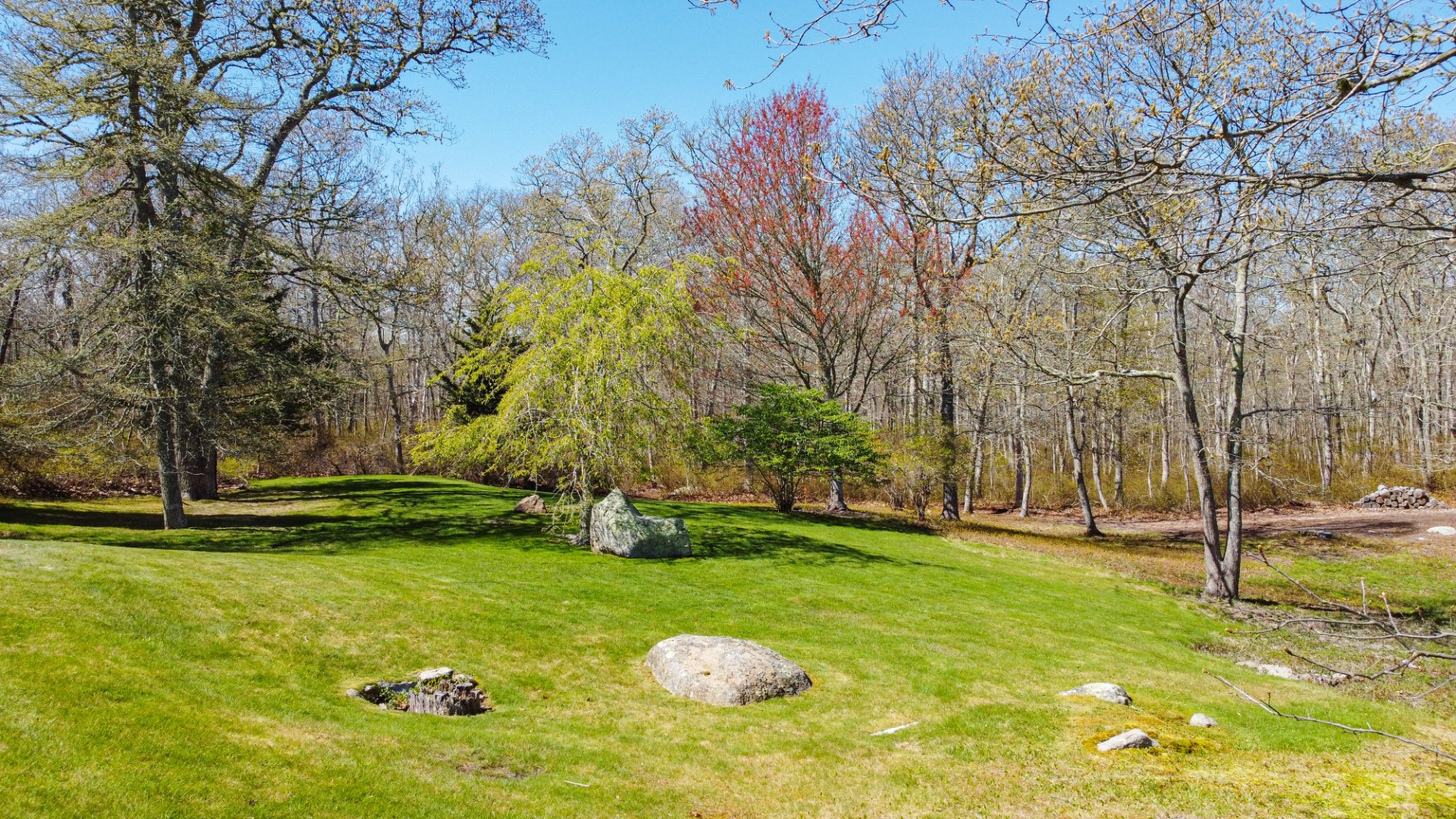 300 N Road Chilmark, MA 02535 - Photo 16 of 69 a backyard of a house with lots of green space