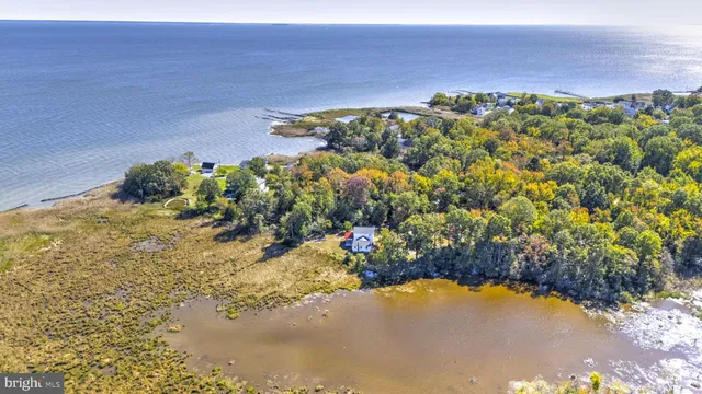 a view of a lake with a yard