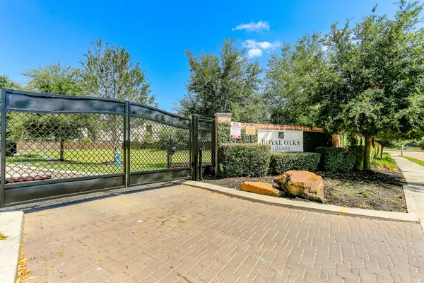 a view of a garden with a slide