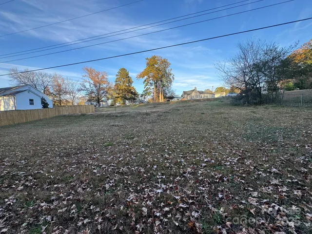 a view of a yard with a tree
