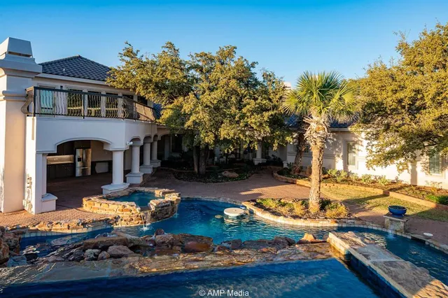 a view of a lake from a terrace