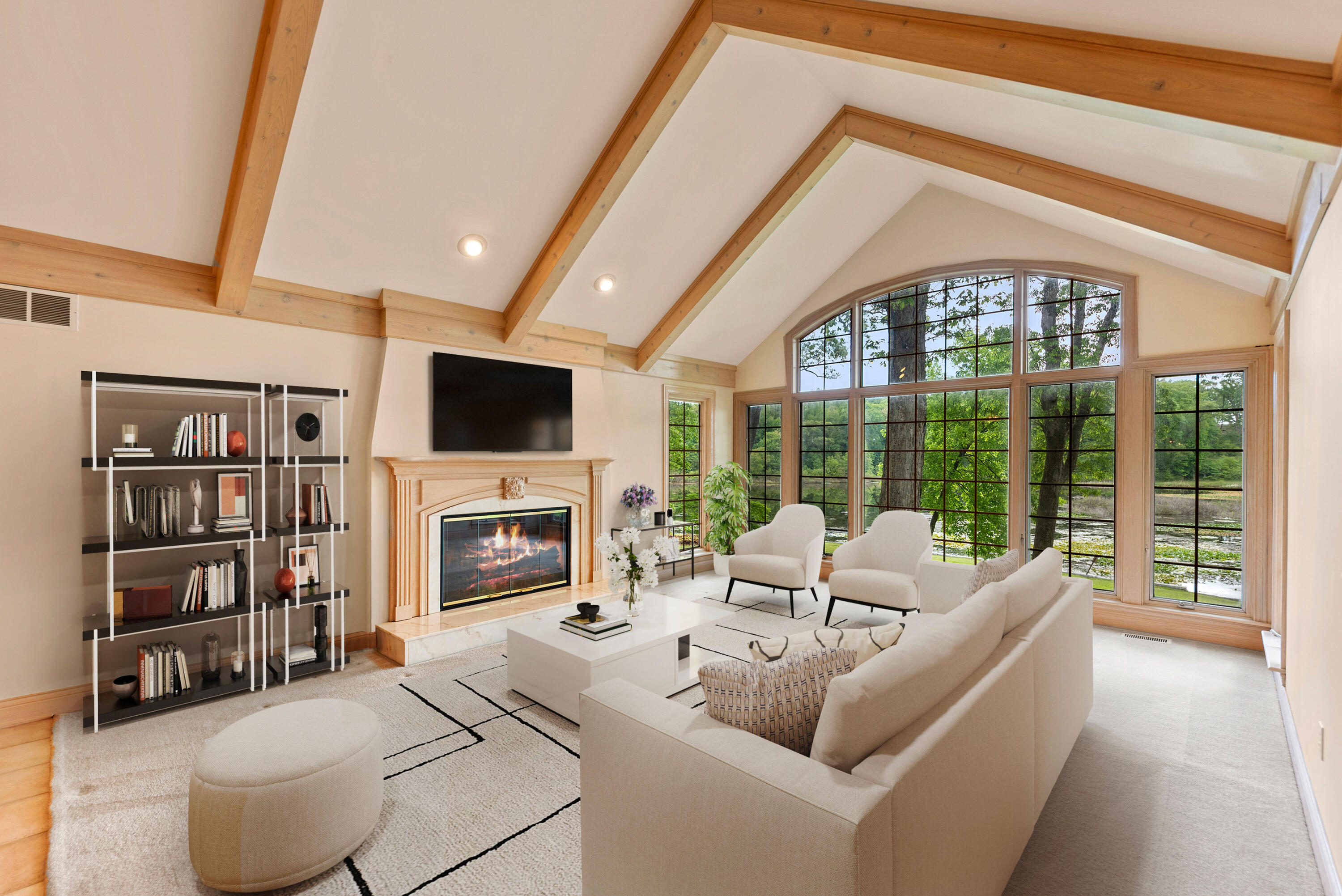 3611 West Waverly Road La Porte, IN 46350 - Photo 6 of 40 a living room with fireplace furniture and a flat screen tv