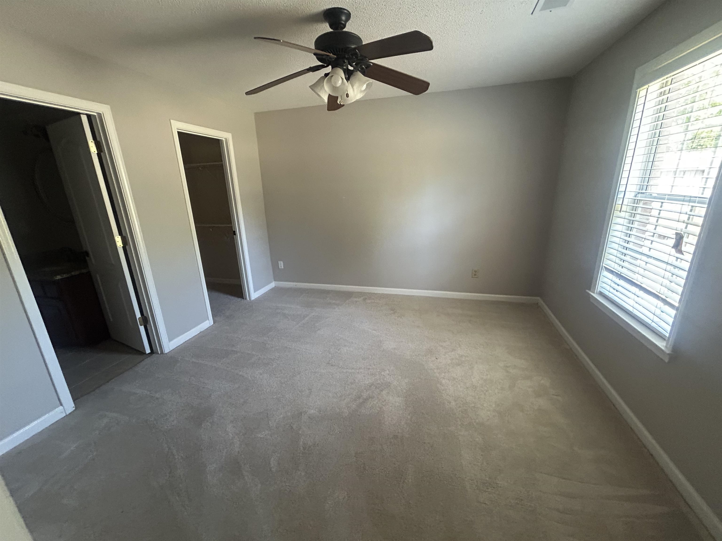 9958 Idaville Road Atoka, TN 38004 - Photo 7 of 20 Unfurnished bedroom with light carpet, a spacious closet, ceiling fan, and a textured ceiling
