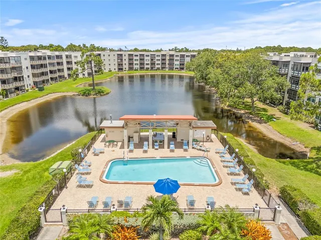 a view of a city with lawn chairs