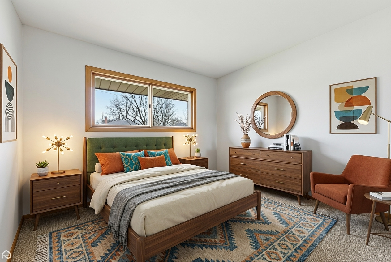 110 Westmere Road Des Plaines, IL 60016 - Photo 9 of 15 a bedroom with a bed a mirror on dresser and a window