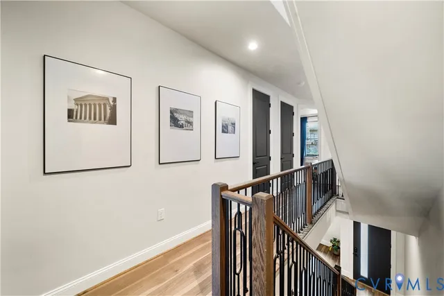 a view of entryway with wooden floor
