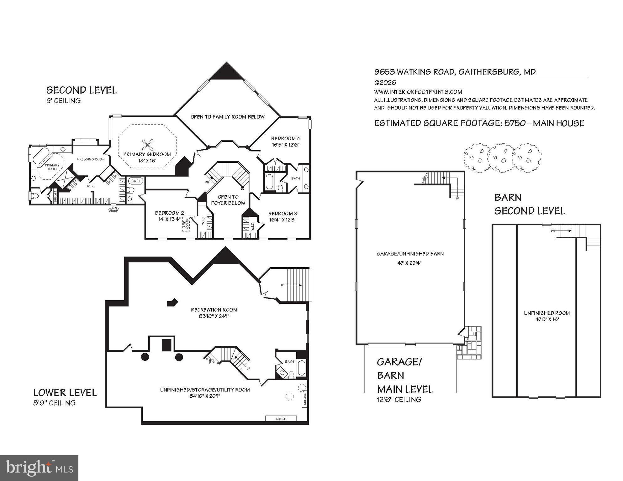 9653 Watkins Road Gaithersburg, MD 20882 - Photo 70 of 70 Floor plans - 2nd and lower lvls and garage/barn