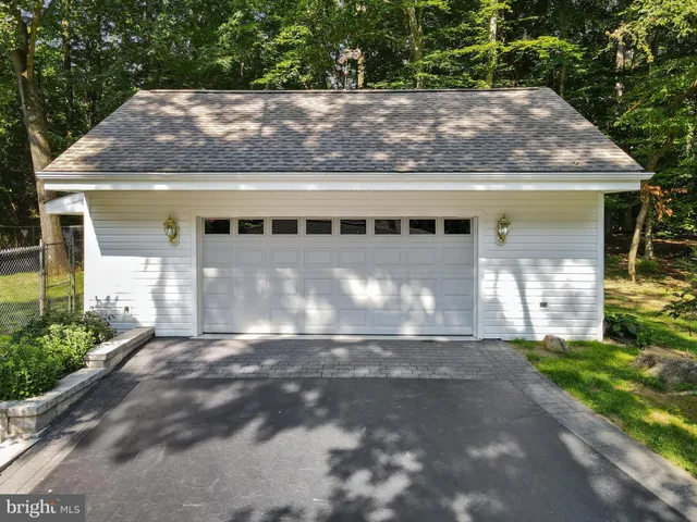 a backyard of a building with lots of green space and trees all around
