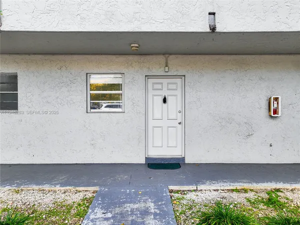 a room with storage door