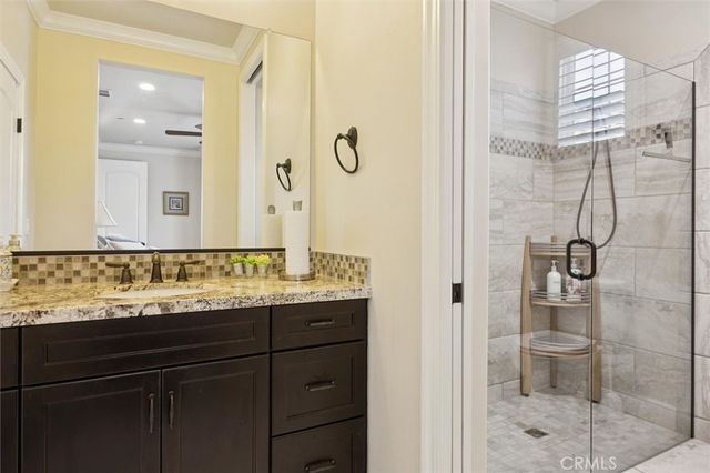 a view of a walk in a bathroom