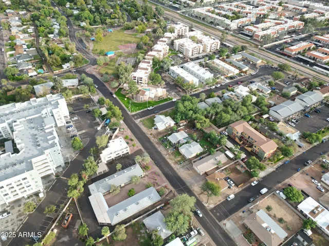 an aerial view of a city