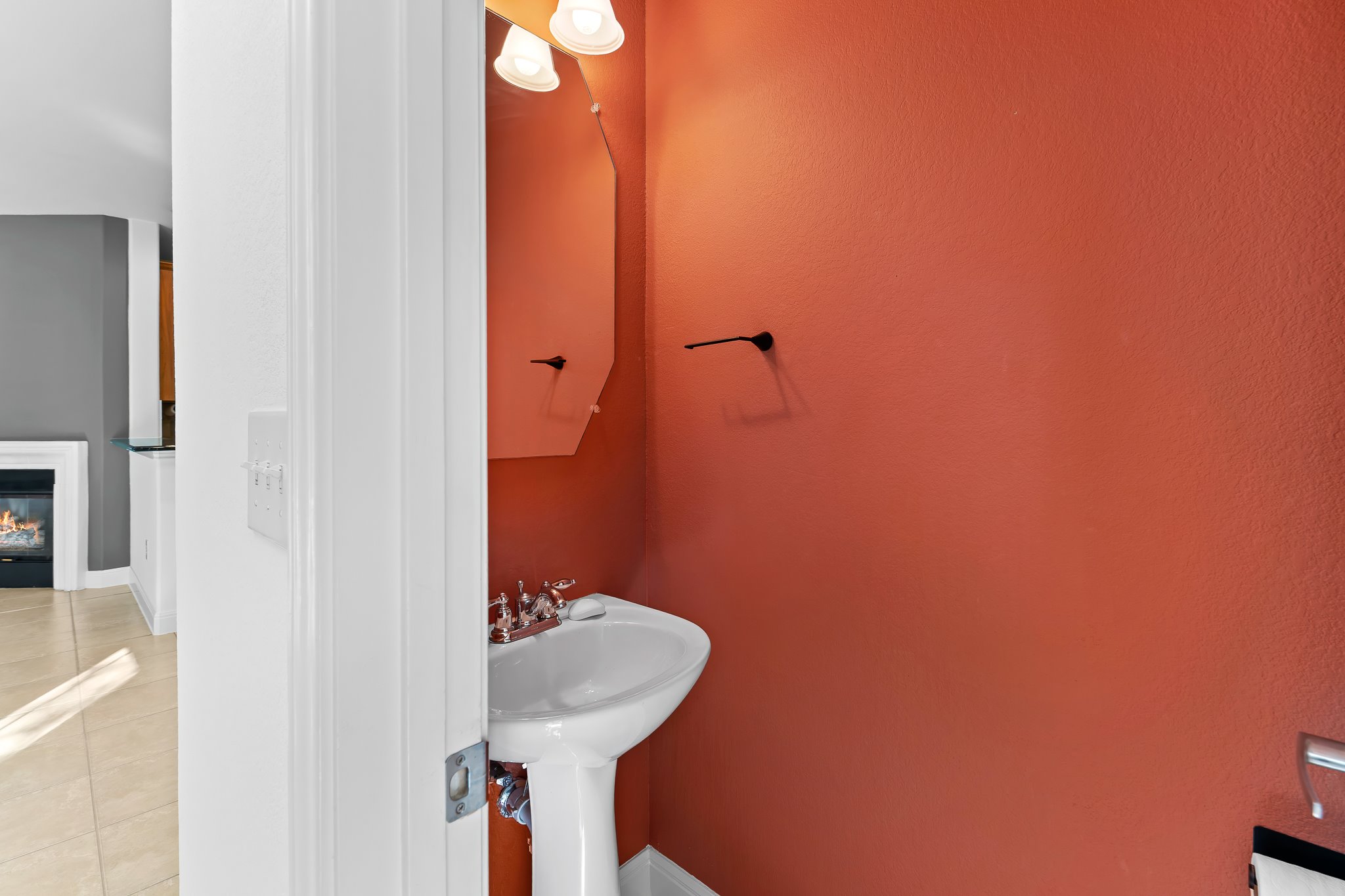 3406 Menchaca Road, Unit 28 Austin, TX 78704 - Photo 22 of 40 Bathroom featuring light tile patterned floors and a glass covered fireplace