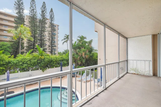 a view of balcony with stairs