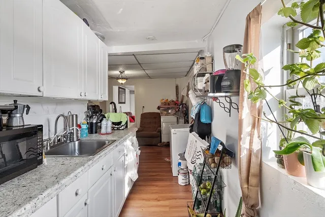 a kitchen with lots of counter top space
