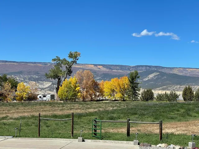 a view of an outdoor space and mountain view