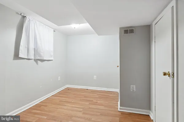 a view of a room with wooden floor and closet