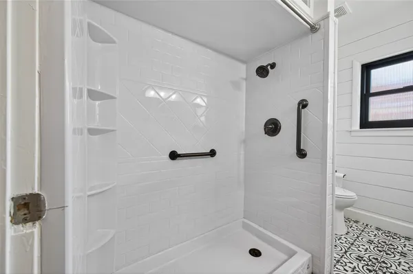a bathroom with a shower