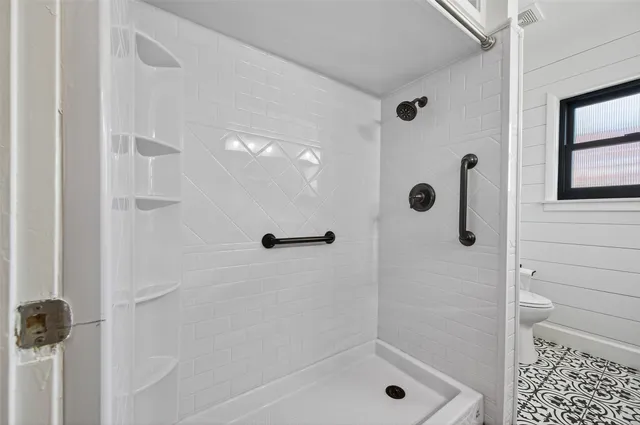 a bathroom with a shower