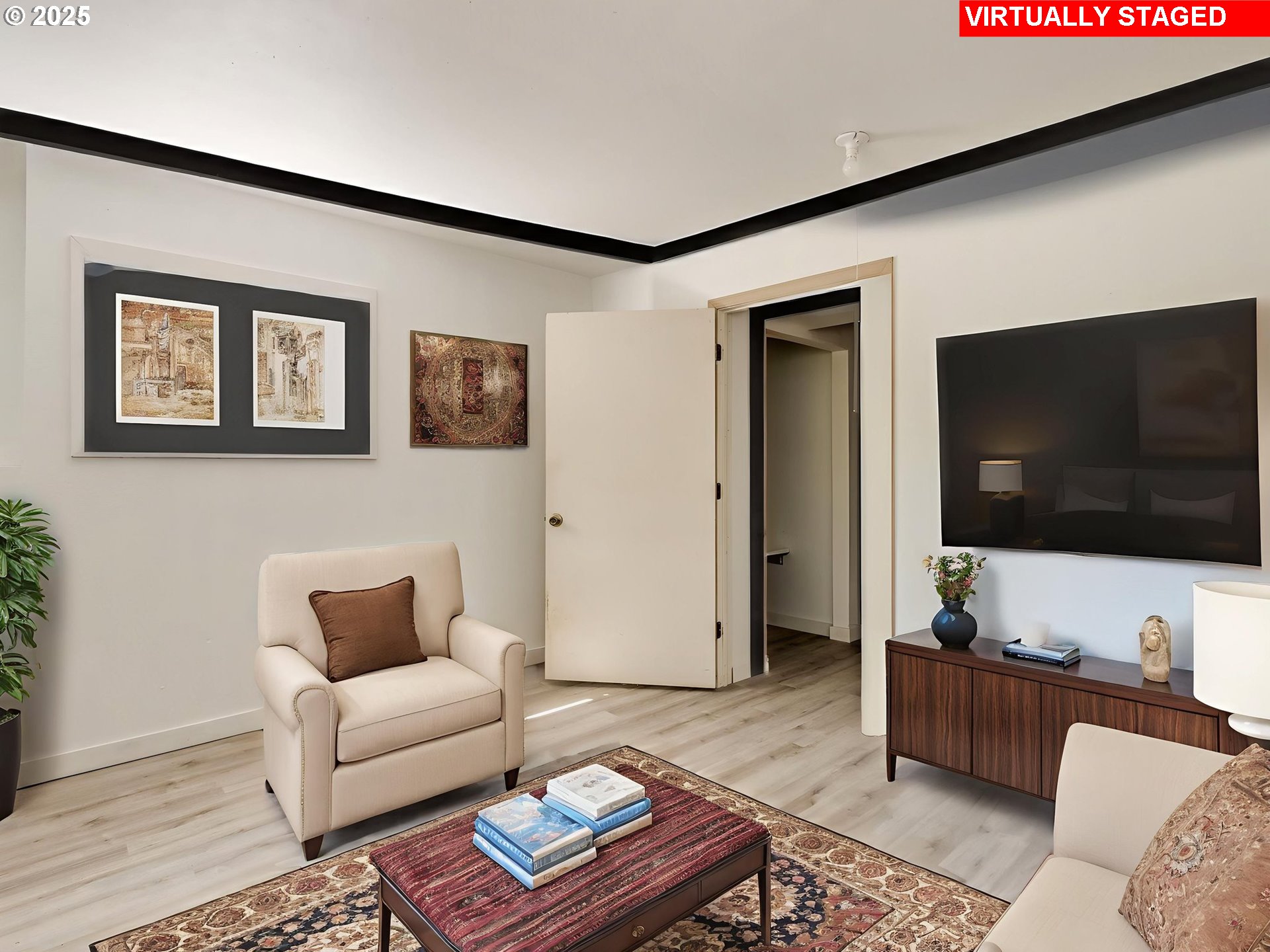 4731 Northeast 106th Avenue Portland, OR 97220 - Photo 34 of 44 a living room with furniture and a flat screen tv