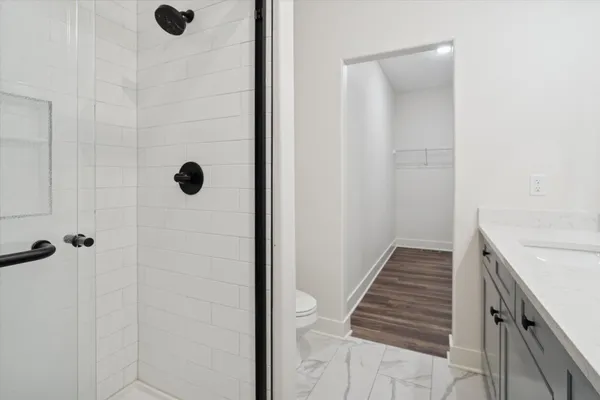 a bathroom with a shower