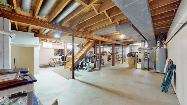 a view of balcony with furniture