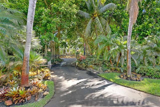 a view of a garden with a patio