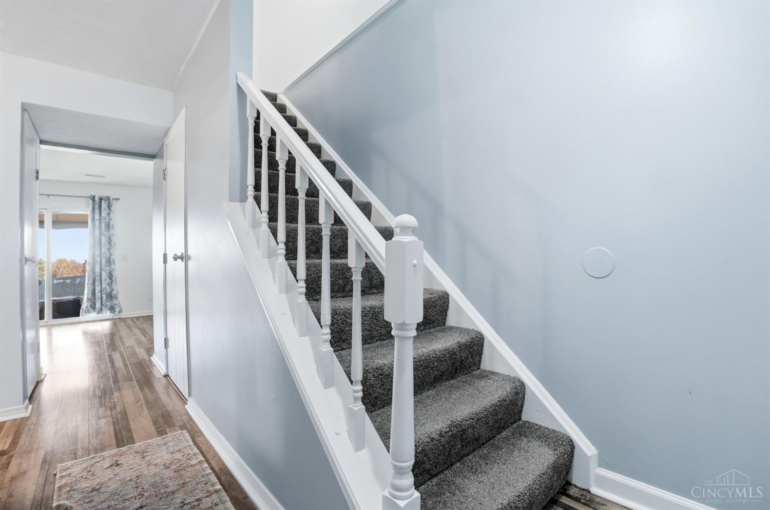 5654 Cheviot Road, Unit 1 Cincinnati, OH 45247 - Photo 13 of 36 Entry with New LPV '22 and Freshly Painted '25 and New Carpet on Steps and 2nd Floor '22