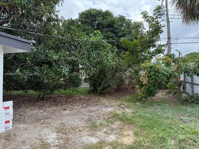 a view of a yard with a tree