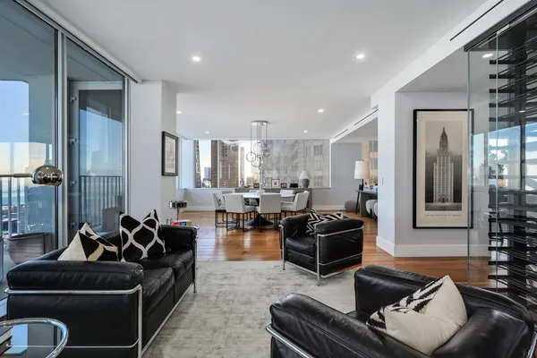 a living room with furniture