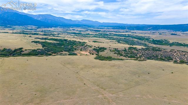 Aerial view featuring a mountain view