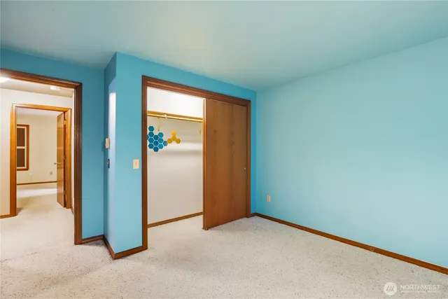 an empty room with painted walls