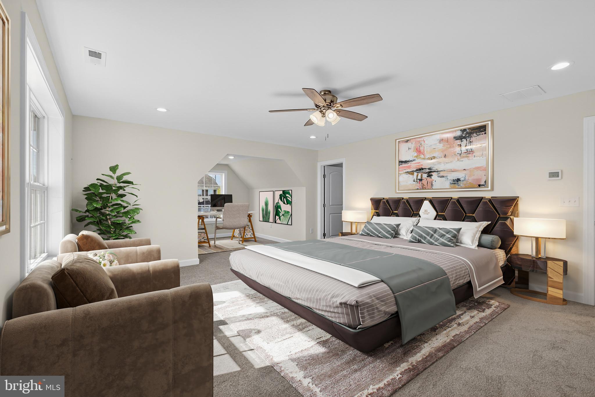 107 Nicholas Court New Castle, DE 19720 - Photo 28 of 69 a spacious bedroom with a large bed and a chandelier